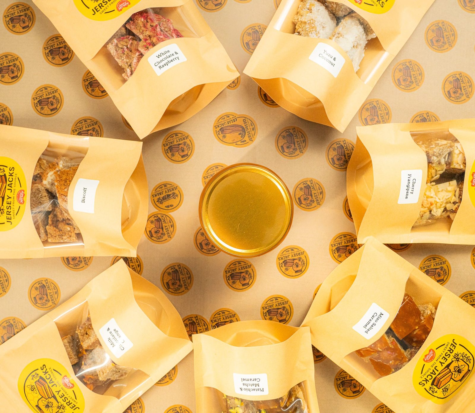 The Jersey Jacks range in kraft pouches